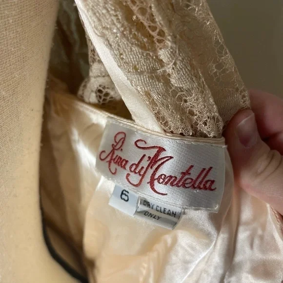 Vintage Rina Di Montella Nude Lace + Sequin Midi Dress Size 6 - Picture 10 of 10